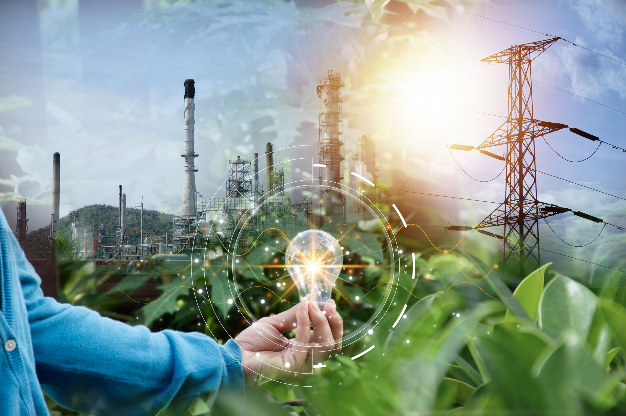 Green industry concept, carbon reduction and renewable energy us