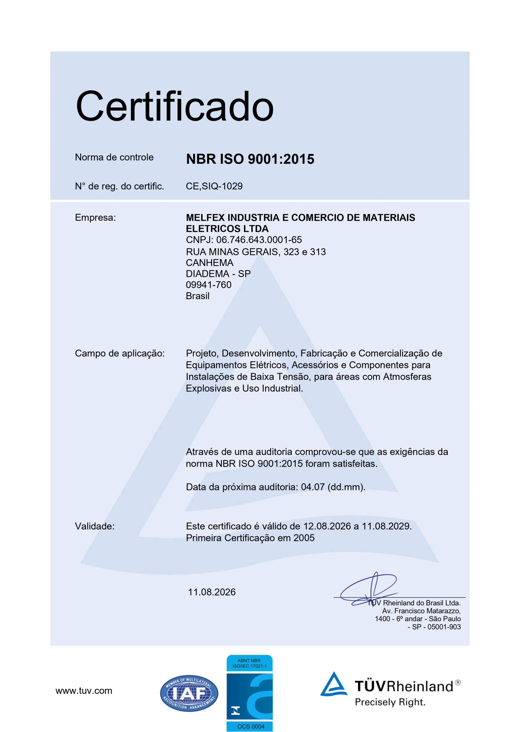 Certificado MELFEX - CE.SIQ-1029- Vál. 11.08.2029 - ISO 9001_page-0001